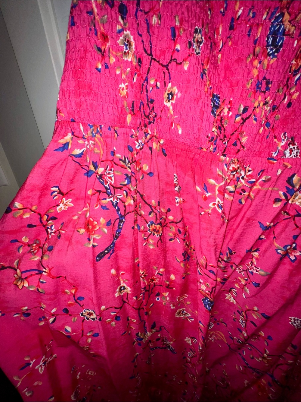 Pinup Fashion Womens Size 22 Pink Floral Smocked Maxi Dress - like new - Picture 5 of 5